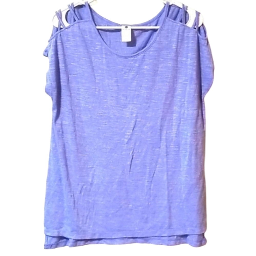 Active Life Open shoulder athletic workout short sleeve tee large blue